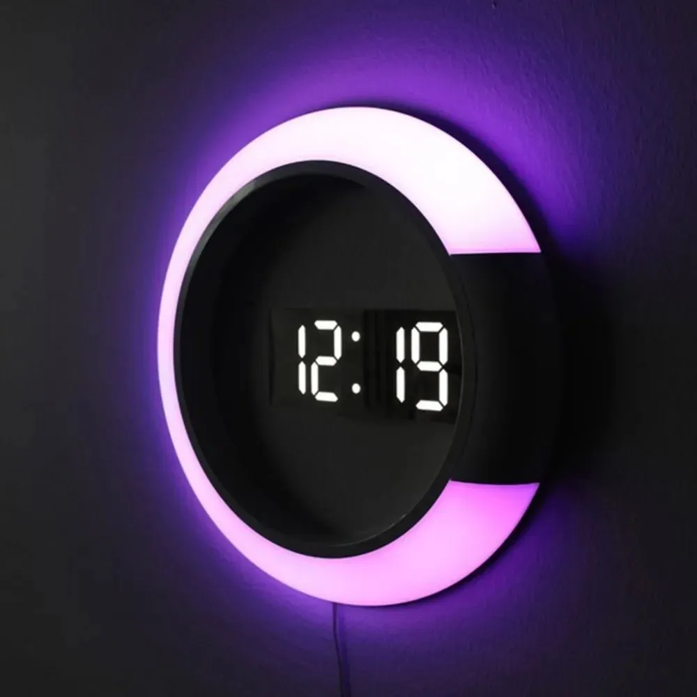 3D LED Mirror Digital Mirror Wall Clock - USB Power Remote Control Digital Wall Clock