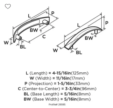 Amerock Extensity Pull 3-3/4" Center to Center Handle BP29385