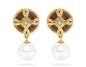 Monique Drop Earrings - Pearl/Teak