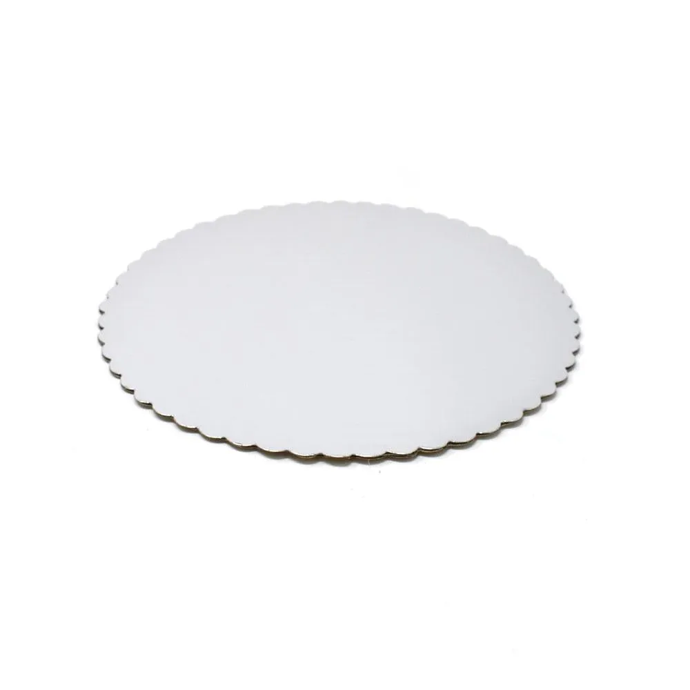 Round Scalloped Cake Circles, Silver, 10-Inch, 6-Piece